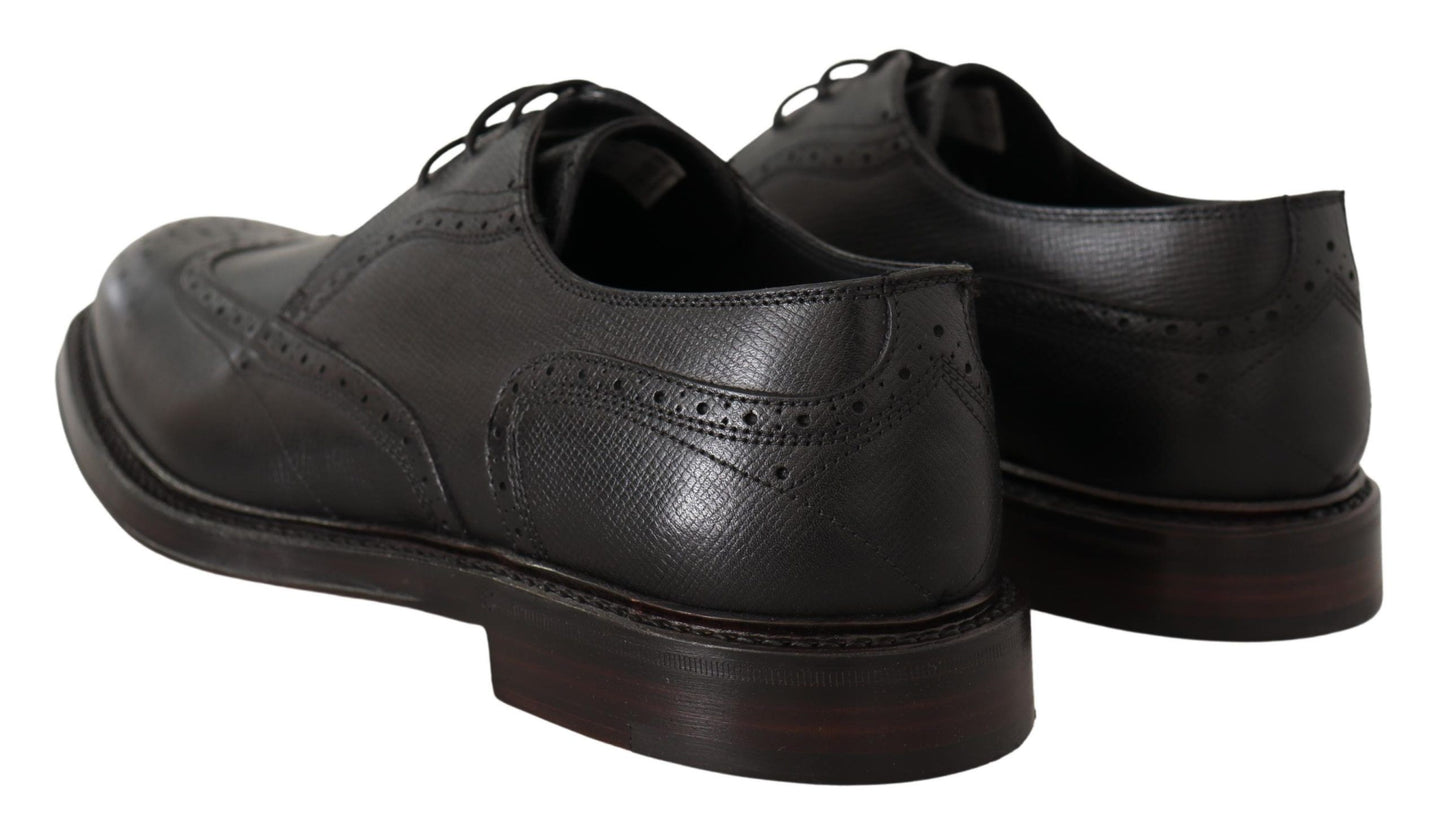 Elegant Black Leather Formal Wingtip Shoes
