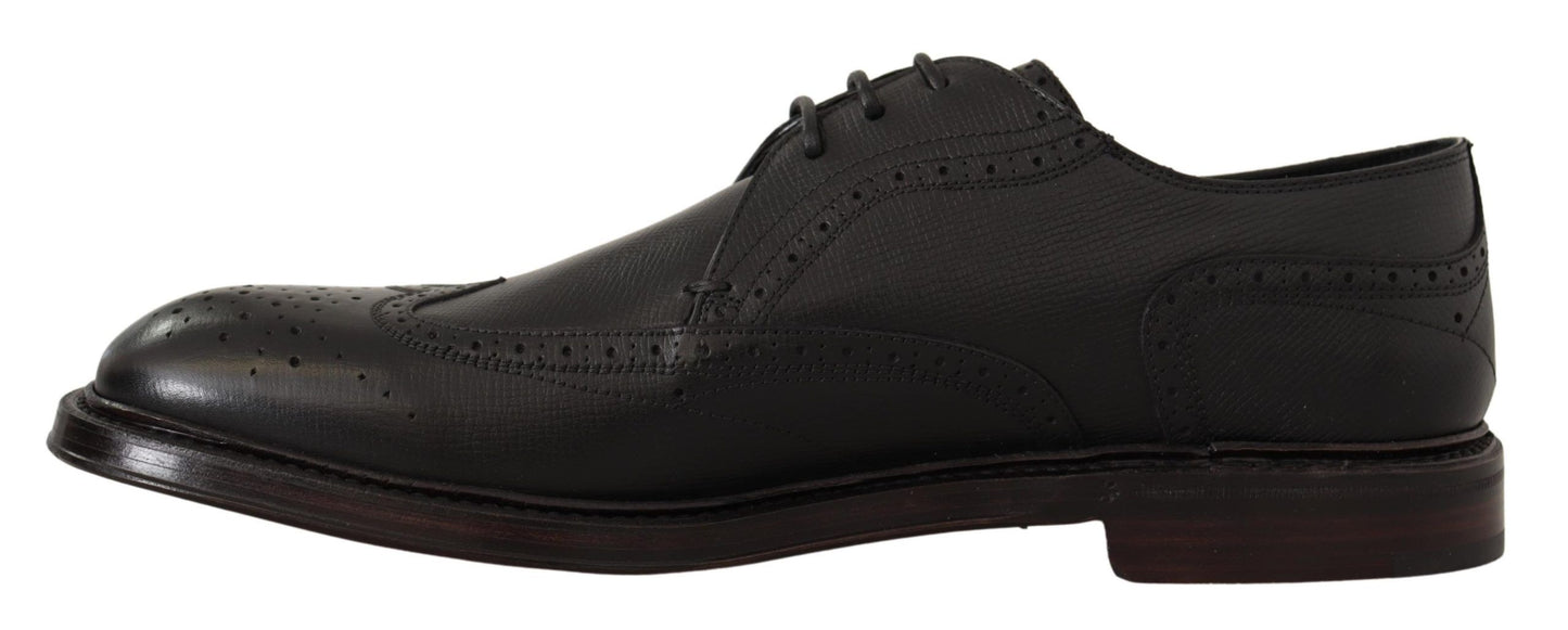 Elegant Black Leather Formal Wingtip Shoes