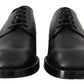 Elegant Blue Leather Lace-Up Formal Shoes
