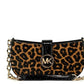 Carmen Small Black Leather Leopard Haircalf Pouchette Handbag Purse