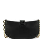 Carmen Small Black Leather Leopard Haircalf Pouchette Handbag Purse