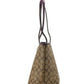 Signature Coated Canvas Khaki Boysenberry City Tote Shoulder Bag