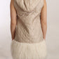 Beige Hooded Quilted Sleeveless Jacket