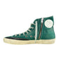 Green Canvas Calf Leather Sneakers