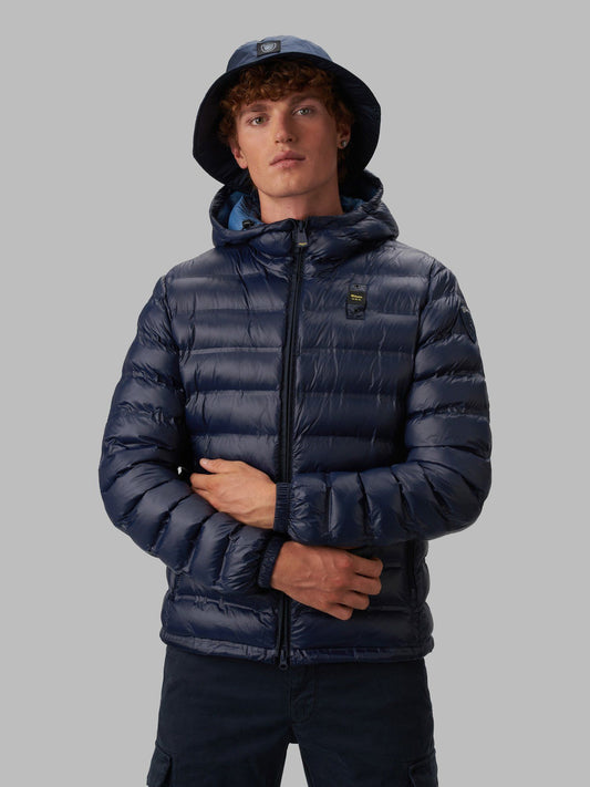 Blue Nylon Men Jacket