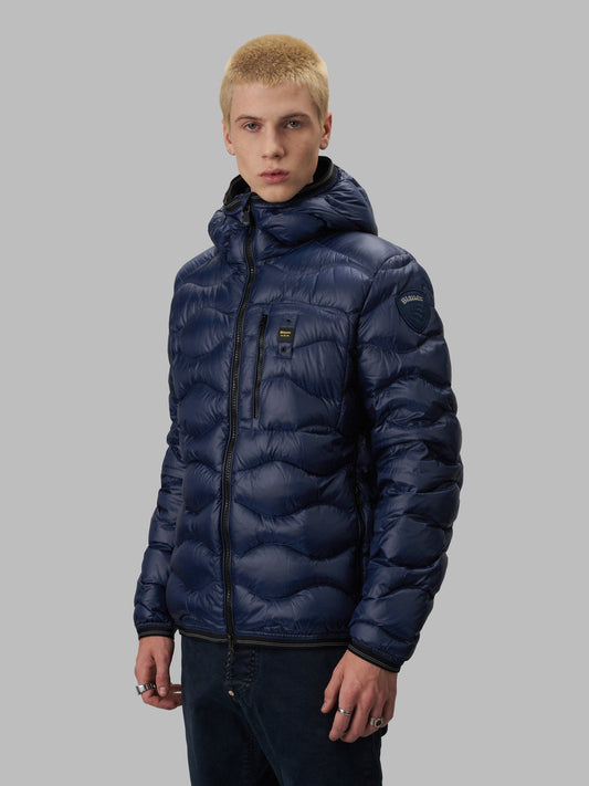 Blue Nylon Men Jacket
