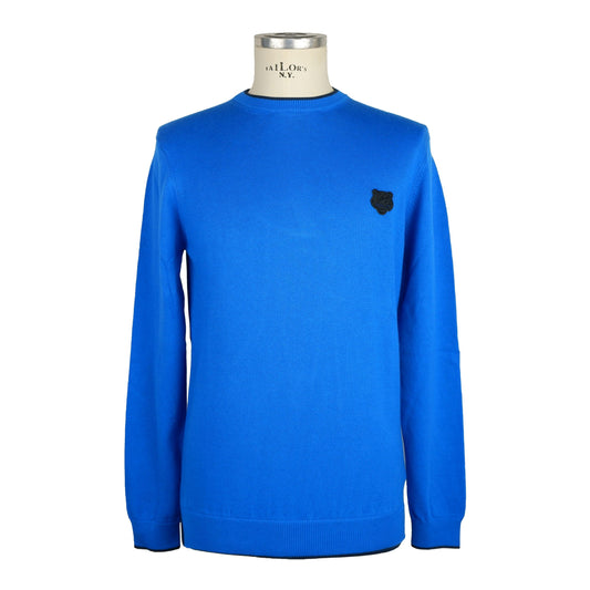 Light Blue Cotton Men Sweater