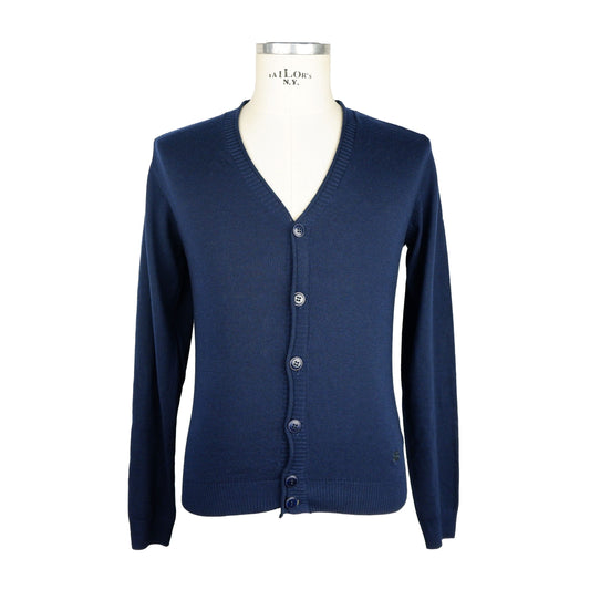 Blue Polyester Men Cardigan