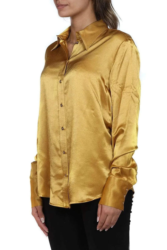 Yellow Viscose Women Shirt