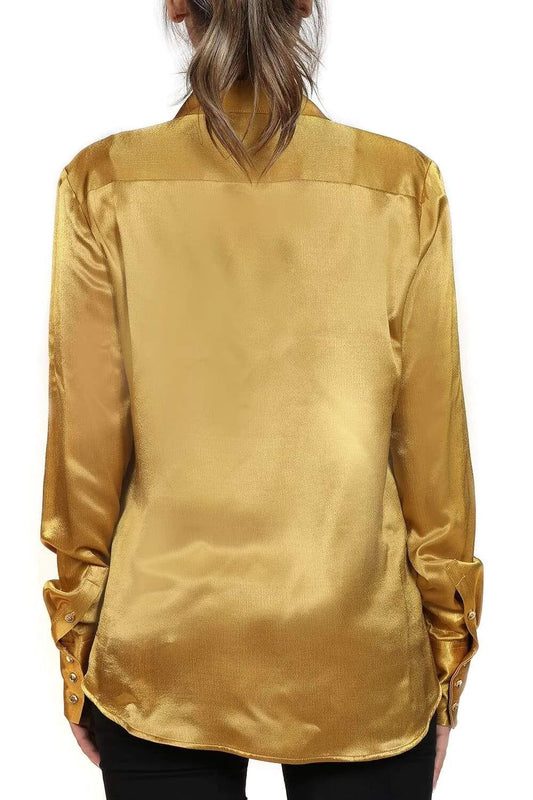 Yellow Viscose Women Shirt