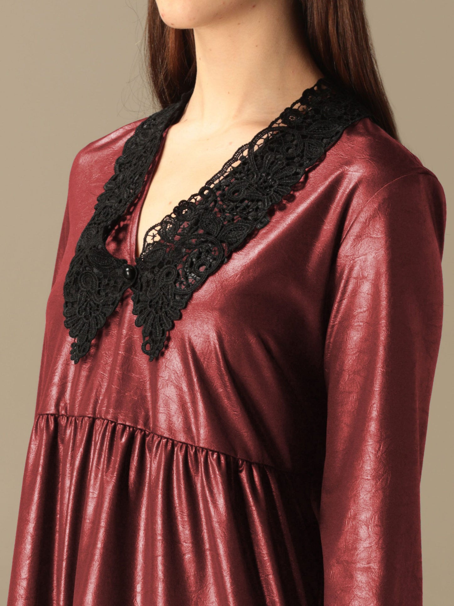 Red Polyester Women Dress