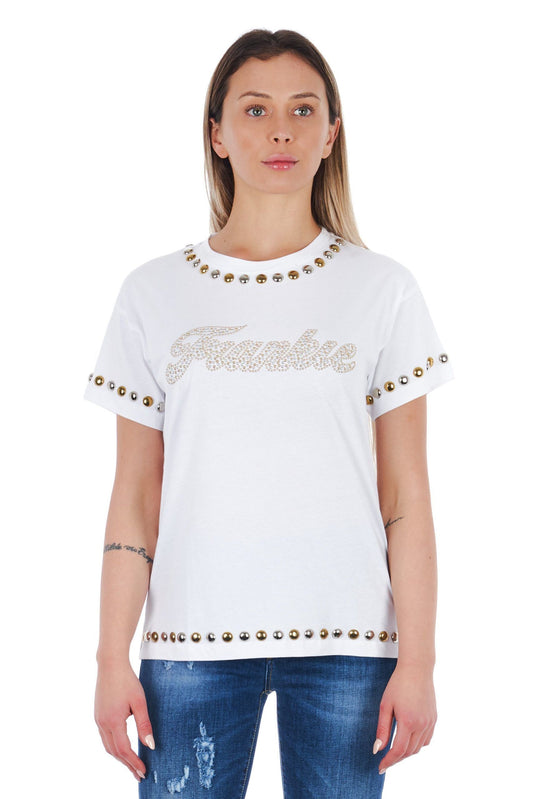 White Cotton Women T-Shirt