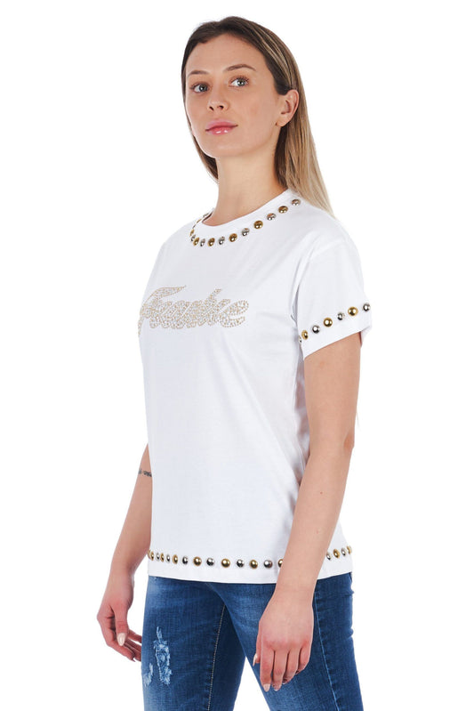 White Cotton Women T-Shirt