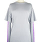 Elegant Grey Wool Sweater with Purple Accents