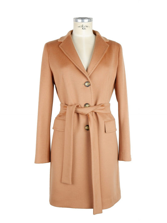 Elegant Beige Virgin Wool Coat