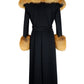 Elegant Black Wool Coat with Fox Fur Accents