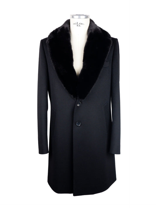 Black Virgin Wool Men Jacket