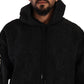Elegant Black Logo Detailed Hooded Sweatshirt