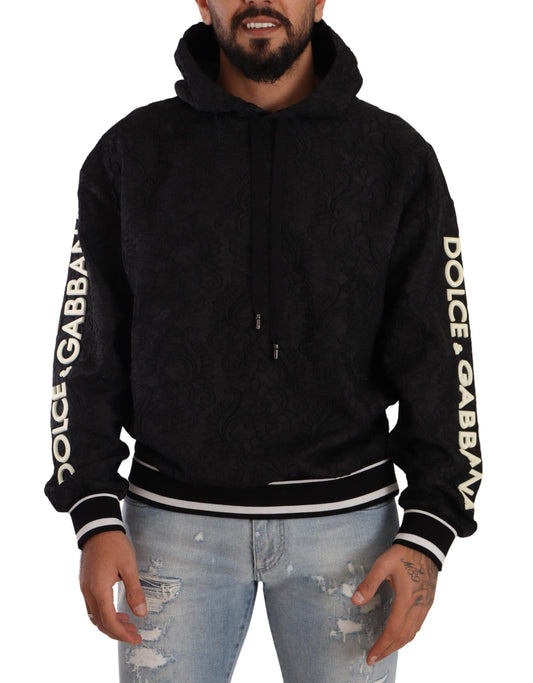 Elegant Black Logo Detailed Hooded Sweatshirt