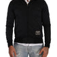 Elegant Full Zip Cardigan Sweater - Black