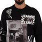 Sicilian Motif Black Cotton Sweater
