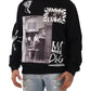Sicilian Motif Black Cotton Sweater