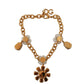 Elegant Gold Chain Bracelet with Red Crystals