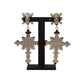 Elegant Silver Dangling Cross Clip Earrings