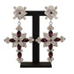 Elegant Silver Dangling Cross Clip Earrings