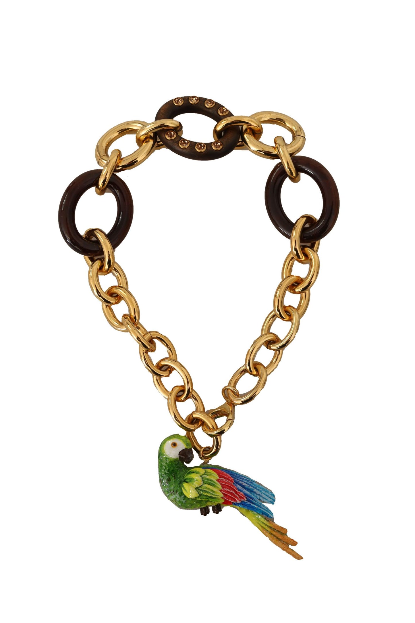 Champagne Crystal Parrot Charm Necklace