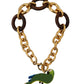 Champagne Crystal Parrot Charm Necklace