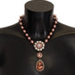 Elegant Gold Tone Faux Pearl Charm Necklace