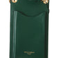 Exquisite Green Leather Phone Wallet with Strap