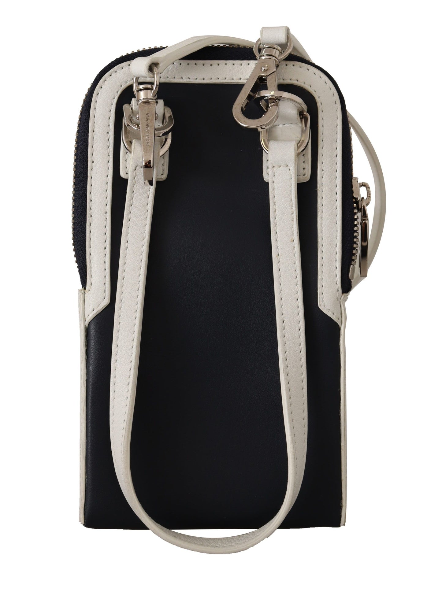 Elegant Blue Leather Phone Pocket Neck Strap
