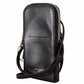 Sleek Black Leather Phone Pocket Neck Strap