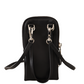 Sleek Black Leather Phone Pocket Neck Strap