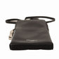 Sleek Black Leather Phone Pocket Neck Strap