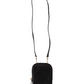 Sleek Black Leather Phone Pocket Neck Strap