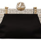 Elegant Embellished Black Satin Vanda Clutch
