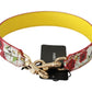 Floral Print Italian Leather Shoulder Strap