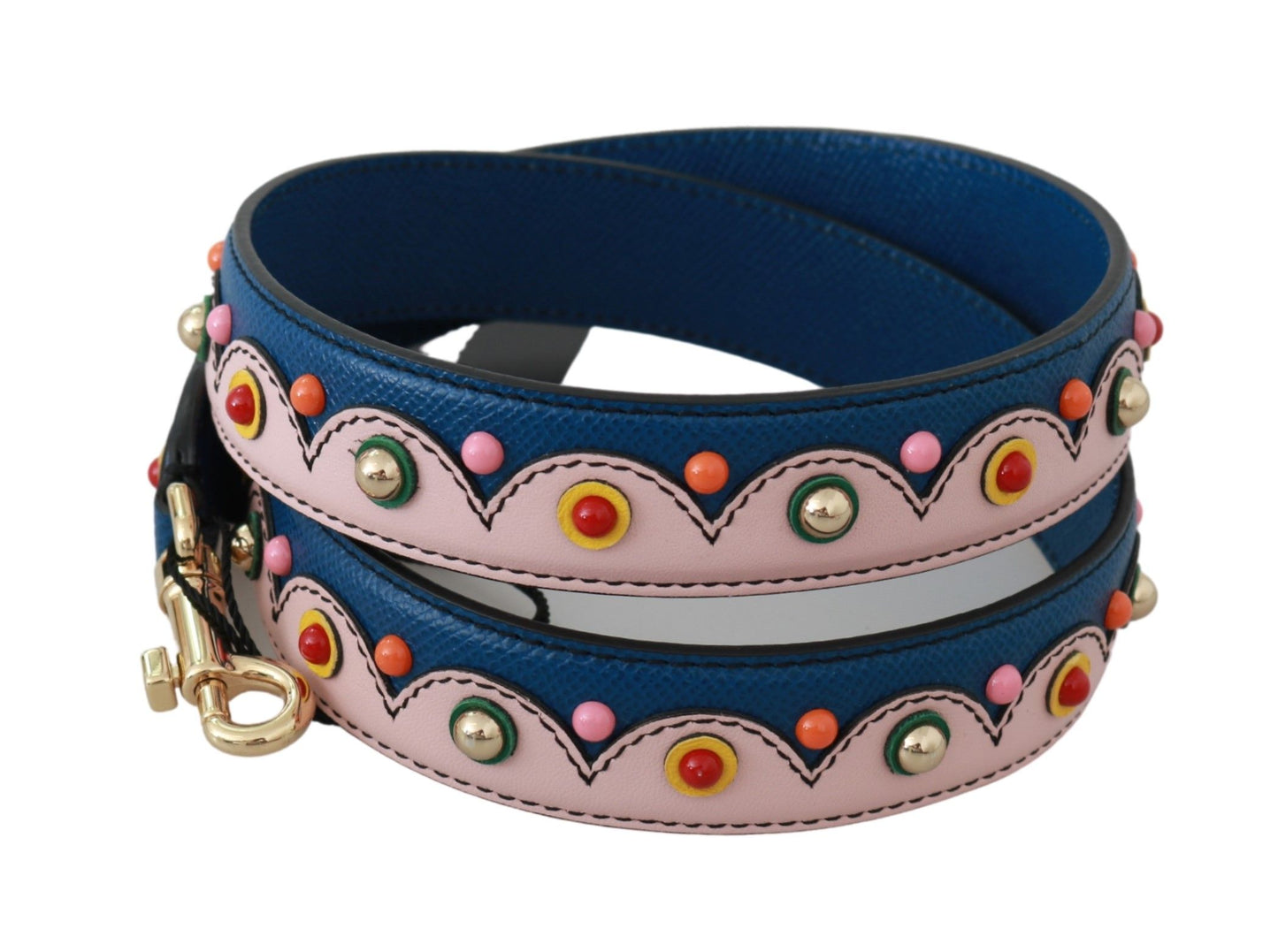 Elegant Multicolor Studded Leather Shoulder Strap