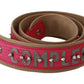 Pink Leather Shoulder Strap with Silver Details