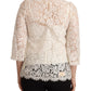 Elegant White Floral Lace Top with 3/4 Sleeves