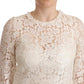 Elegant White Floral Lace Top with 3/4 Sleeves