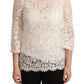 Elegant White Floral Lace Top with 3/4 Sleeves