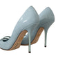 Elegant Light Blue Leather Pumps