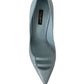 Elegant Light Blue Leather Pumps