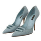 Elegant Light Blue Leather Pumps