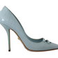 Elegant Light Blue Leather Pumps