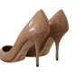 Beige Pointed Leather Pumps